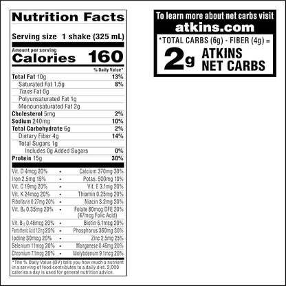 Atkins Creamy Chocolate Coconut Protein Shake,15g Protein,2g Net Carbs,1g Sugar,Keto Friendly,(Pack of 24)