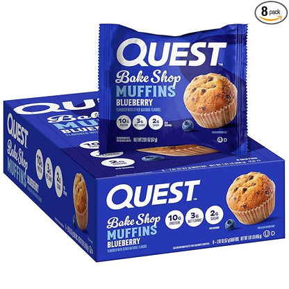 Quest Nutrition Blueberry Muffin, 10g Protein, 3g Net Carb, 2g Sugar, Protein Snack, 8 Count