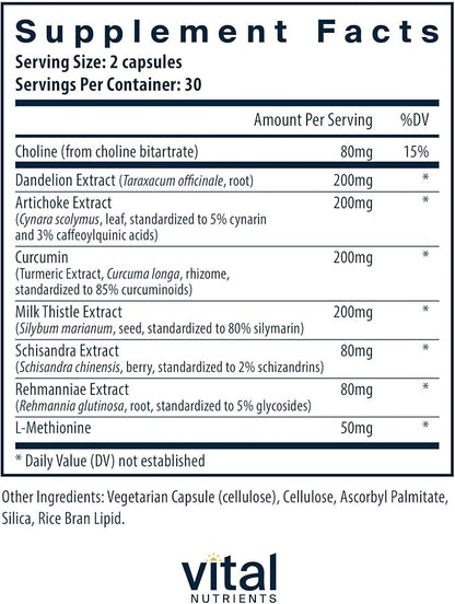 Vital Nutrients Liver Support Milk Thistle and Curcumin - Vegan Supplement - Herbal Combination to Support Healthy Liver Function* - Gluten, Dairy and Soy Free - 60 Capsules