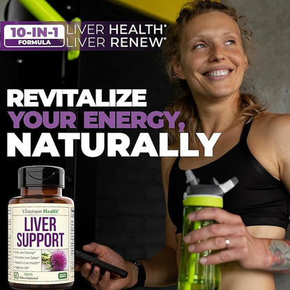 Vimerson Health Liver Cleanse Detox & Repair - Milk Thistle Supplement with Silymarin, Dandelion Root, Artichoke & Zinc for Liver Support, Digestion, Energy with Milk Thistle Extract, 60 Tablets