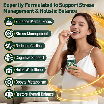 Cortisol Supplements for Women & Men, Cortisol Reducer with Magnesium, Ashwagandha & L-Theanine, Cortisol Manager for Sleep Support & Stress Relief, Cortisol Detox, Lower and Control 90 Capsules