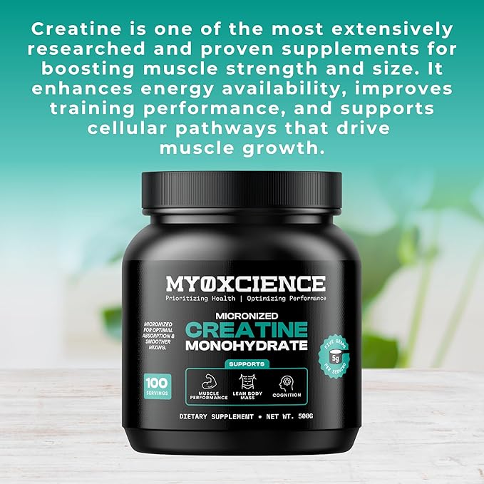 MYOXCIENCE Micronized Creatine | Supports Muscle Performance, Lean Body Mass, & Cognition | 100 Servings