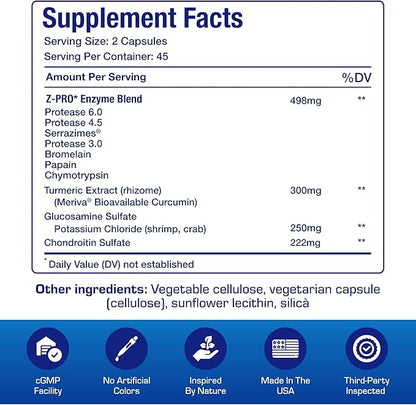 Nutra Disc & Joint Support Supplement - Clinically Formulated Restorative Cartilage Ligament and Tendon Supplement with Patented Meriva Curcumin & Glucosamine and Chondroitin for Adults - 90 Servings