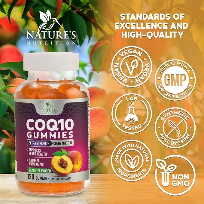 CoQ10 Gummies - Coenzyme Q10 100mg Per Serving - 3X Strength, High Absorption, Antioxidant Supplements for Heart Health Support & Energy Production, Ultra Coq 10 Vitamins Supplement - 120 Gummies
