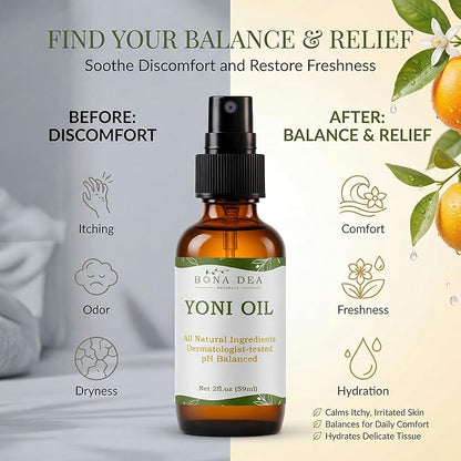 Feminine Spray for Women – All Natural Yoni Oil Deodorant & Moisturizer, Organic Essential Oils, Chemical-Free, Sensitive Vaginal Care | 4 oz Refill Dropper Bottle