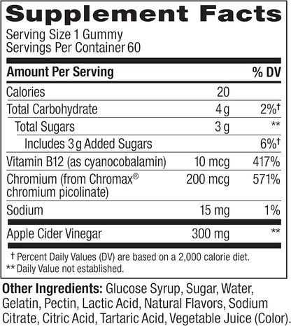 OLLY Metabolism Gummy Rings, Metabolism and Cellular Energy Chewable Supplement,* Apple Cider Vinegar, Vitamin B12, Chromium Picolinate, Apple Flavored, 60 Day Supply - 60 Count