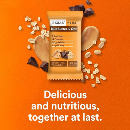 RXBAR Nut Butter and Oat Protein Bars, Protein Snacks, Snack Bars, Dark Chocolate Peanut Butter, 23.2oz Box (12 Count)