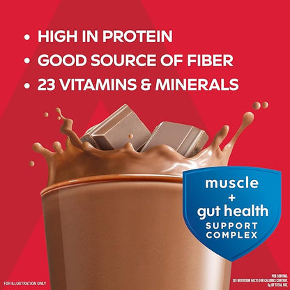 Atkins Strong High Protein Shake, Milk Chocolate, 30g Protein, 7g Prebiotic Fiber, Muscle & Gut Health Support Complex (Pack of 24)