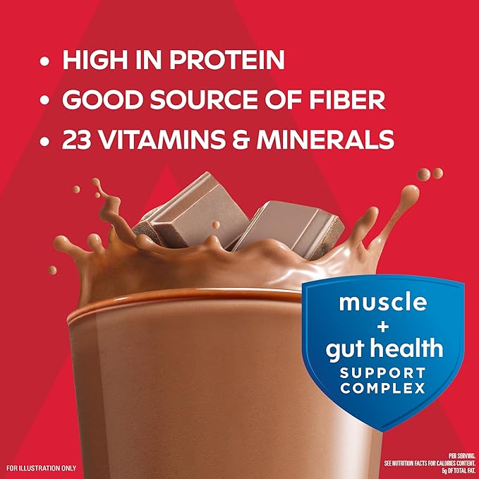 Atkins Strong High Protein Shake, Milk Chocolate, 30g Protein, 7g Prebiotic Fiber, 1g Sugar, GLP-1 Support, Muscle & Gut Health Support Complex, 12 Count