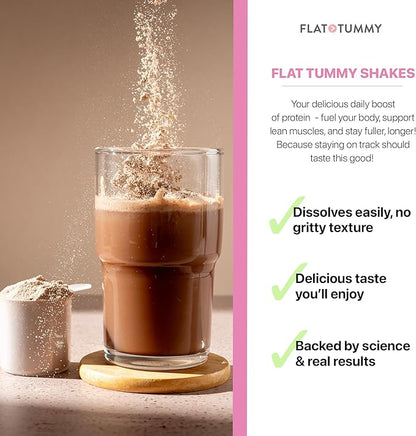 Flat Tummy Shakes - Chocolate, 20 Servings – Post GLP-1 Protein Supplement, High Protein, Zero Sugar, Keto-Friendly Meal Replacement with Clinically Studied Morosil®