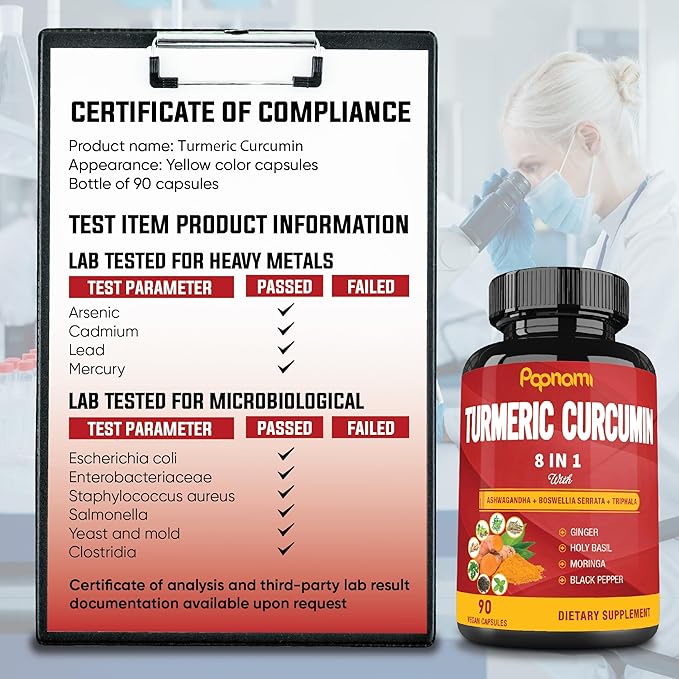 Turmeric Curcumin Extract Capsules - 90 Counts 3 Month Supply - Blended Ashwagandha, Moringa, Ginger & More - Immunity, Joint, Digestive & Wellness Support