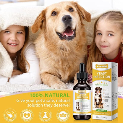Yeast Infection Treatment for Dogs - Natural Dog Ear Infection Drops for Itch & Allergy Relief, Soothes Skin Inflammation, Dog Yeast Infection Treatment for All Breeds & Sizes, 2 fl oz