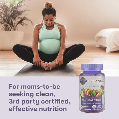 Garden of Life Organics Prenatal Gummies – Prenatal Vitamins for Women with Energy Metabolism Support & Healthy Fetal Development Support, Berry Flavor, USDA Organic, Vegan, 30 Day Supply