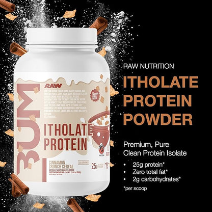 RAW Whey Protein Powder Isolate, Cinnamon Crunch (CBUM Itholate Protein) - 100% Grass-Fed Sports Nutrition Powder for Muscle Growth & Recovery - Low-Fat, Low Carb, Naturally Flavored - 25 Servings