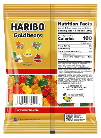 HARIBO Goldbears, Gummi Candy, 5 oz Bags (12 Packs) Assorted Flavors