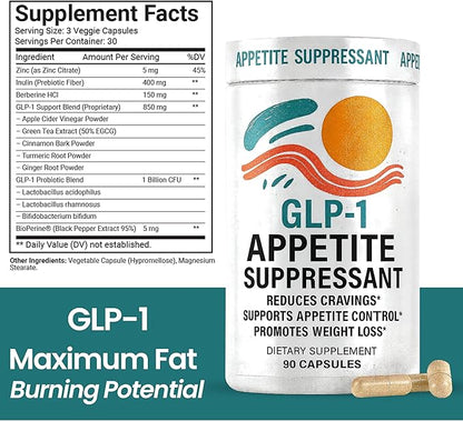 T-MODE GLP-1 Supplement & Weight Loss - Detox +Probiotics for Women & Men - Berberine, Apple Cider Vinegar, Fat Burner Day & Night + Appetite Suppressant