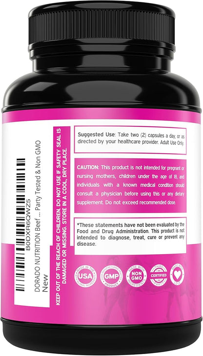 Beef Organ Supplement for Women - Grass Fed Beef Liver, Heart, Kidney & Uterus 1000mg Per Serving - Support Women's Energy & Overall Health - Third Party Tested & Non GMO - USA Made (120 Capsules)