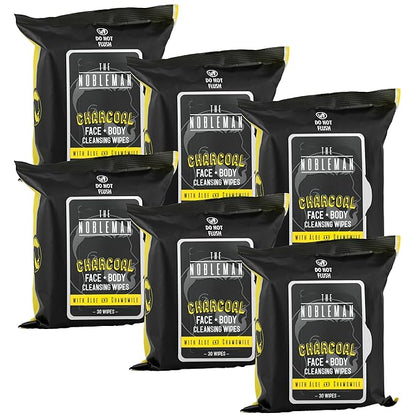 The Nobleman Cleansing Wipes 6 Pack (180 ct., Charcoal)