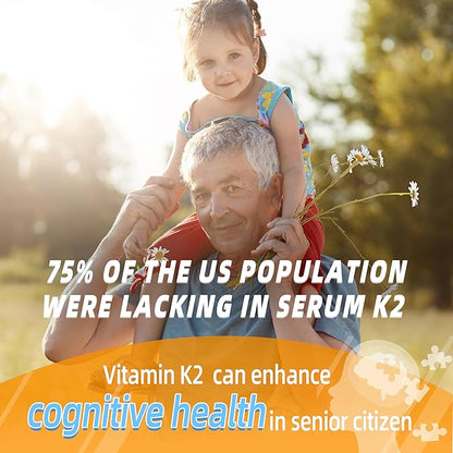 Vitamin K2 MK-7 Gummies 100mcg, Extra Strength K2 Vitamin Supplement for Bone & He-Art Support, Chewable Natural Orange Flavor, Non GMO, Vegan, 60 Gummies