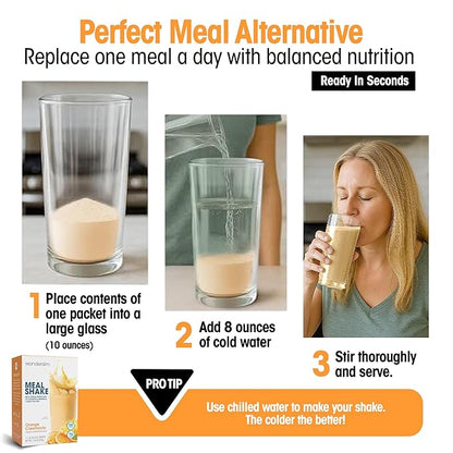 WonderSlim Meal Replacement Shake, Orange Creamsicle, 15g Protein, 25 Vitamins & Minerals, Gluten Free, Low Carb (7ct)
