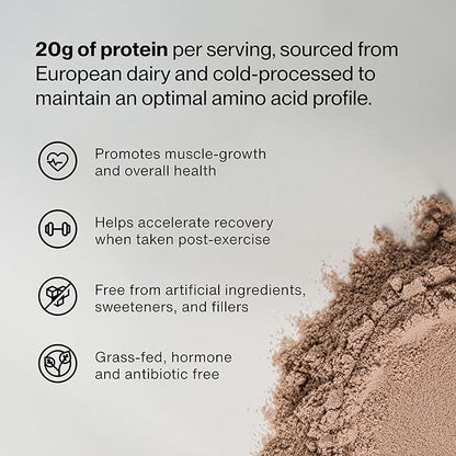 Momentous Essential Grass-Fed Whey Protein Powder – 20 g Whey Isolate Protein – NSF Certified for Sport – Gluten-Free – 25 Servings for Essential Everyday Use – Chocolate – Net WT 1.44 LB (655 g)