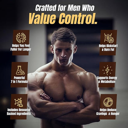 PREMIUM Male Appetite Suppressant - Weight Loss Pills, Fat Burner for Men, GLP-1 Pathway Support - Can Help Sustain Muscle While Burning Fat - Powerful Fat Burning Assistance- 60 Capusles
