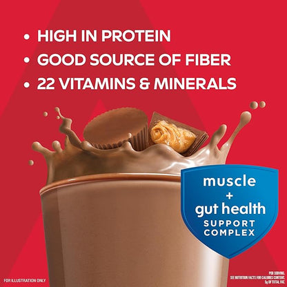 Atkins Strong High Protein Shake, Chocolate Peanut Butter Flavor, 30g Protein, GLP-1 Support, Low Carb and Low Sugar Shake, Keto Friendly, Gluten Free, Muscle and Gut Health Support, 12 Count