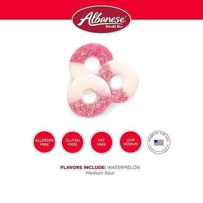 Albanese World's Best Gummi Watermelon Rings | 4.5lbs of Candy | Gluten Free, Fat Free, Soft and Chewy Gummy Rings | Perfect for Parties, Baking with Kids, and On The Go Snacking