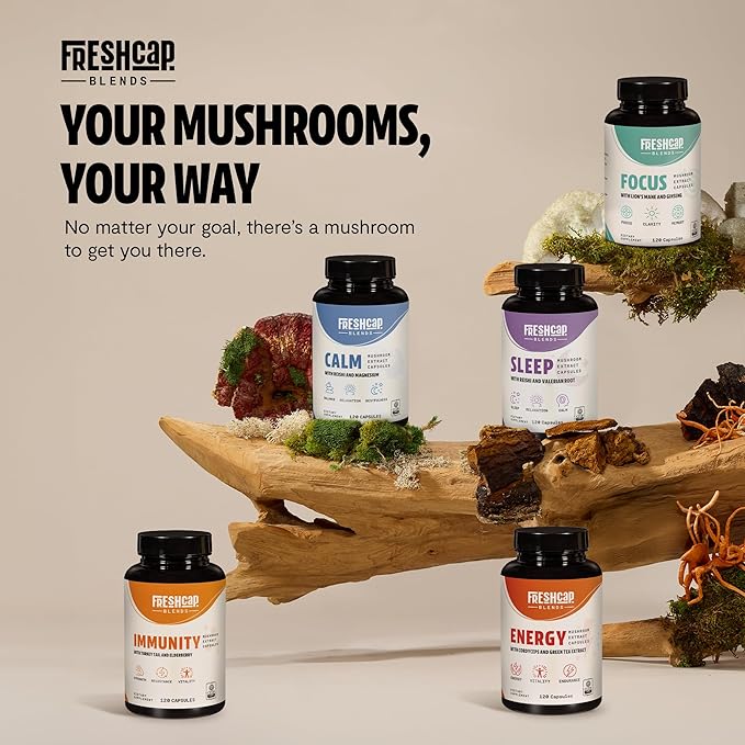 FreshCap 7-in-1 Immune Support Supplement - 5000mg Turkey Tail Mushroom Capsules - Immune Boosters for Adults, Immunity Boost Supplement, Elderberry Vitamin C and Zinc, Ayurveda (120 Capsules)