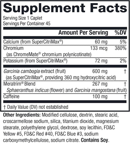 MetaboLife Ultra - Dietary Supplement - Hunger Supplement for Women & Men - 800 mg, 45 Caplets