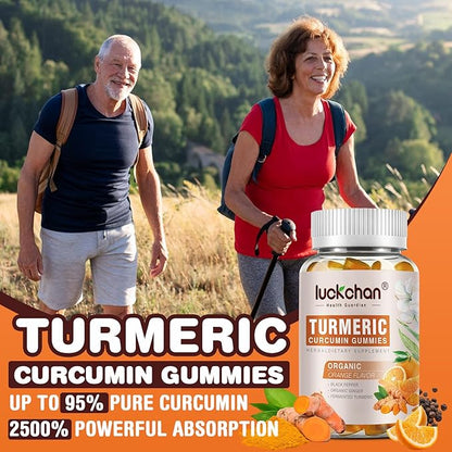 Turmeric Curcumin Gummies with Ginger & Black Pepper Herbal Supplement-240 Count for Adults and Kids, 2400mg - Tumeric Gummy Supplements Vegan, Organic, Gelatin-Free 3 Pack