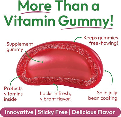 Biotin Jelly Bean Gummy Vitamins, Max Strength Biotin for Hair, Skin and Nails, 10,000mcg per Serving, Hair Growth Vitamins for Men and Women, 120 Strawberry Blast Jelly Beans, Kosher