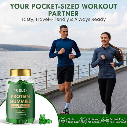 Protein Gummies – 12g High Protein Snack, Zesty Apple Flavor, No Added Sugar, Whey Protein Gummies, Supports Muscle Recovery, Post Workout Supplement (60 Gummies)
