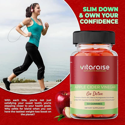 Apple Cider Vinegar Gummies - ACV with Mother Gummies for Weight Loss - Detox & Digestion Support - 1000mg - Keto ACV Gummies B9 & B12 - Metabolism Booster - Vegan, Non-GMO, Gluten-Free - 60 Chews