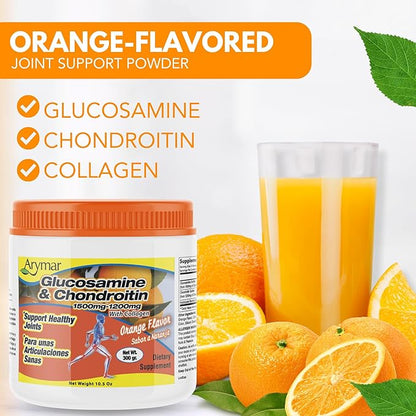Arymar Glucosamine Chandroitin Powder (1500mg/1200mg) - Joint Health Support Supplement - Helps Maintain Mobility & Flexibility - High Absorption Formula - 300g (10.5 oz) (2, 20.3)