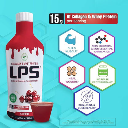Nutritional Designs LPS Liquid Collagen & Whey Protein Supplement - Non-GMO Drink, Sugar-Free - Promotes Healthy Skin & Hair for Men & Women, Peach Mango, Single Serve (100 Packets)