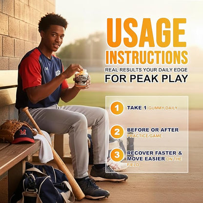 Eggshell Membrane 400mg, Boswellia 300mg, Curcumin 250mg & Zinc 20mg Gummies - Baseball Athlete Joint Support, Flexibility, Recovery, Antioxidant, Energy, Endurance - Vegan, Non-GMO, 60 Gummies