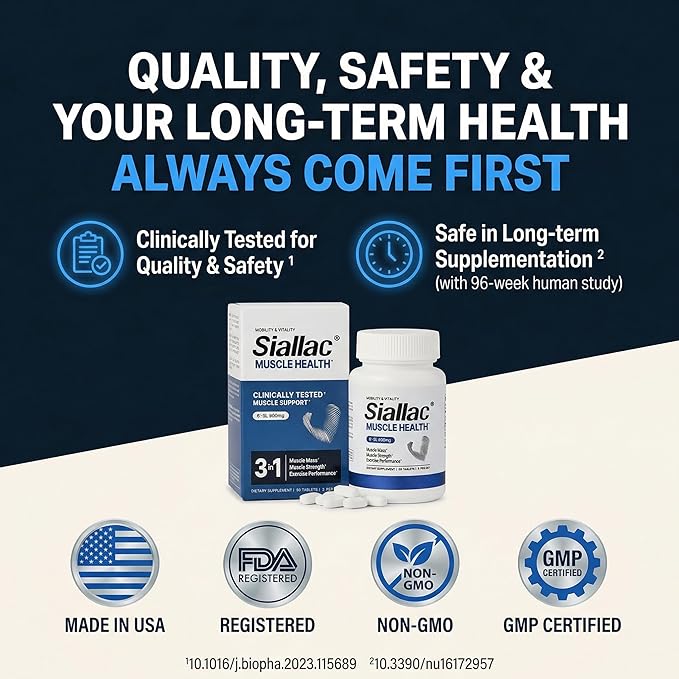 Muscle Health - Made in USA - Enhance Muscle Mass & Strength, Fast Workout Recovery, Reduce Fatigue & Boost Exercise Performance, 6-Sialyllactose (6-SL), 900mg, 90 Tablets (1 Pack)