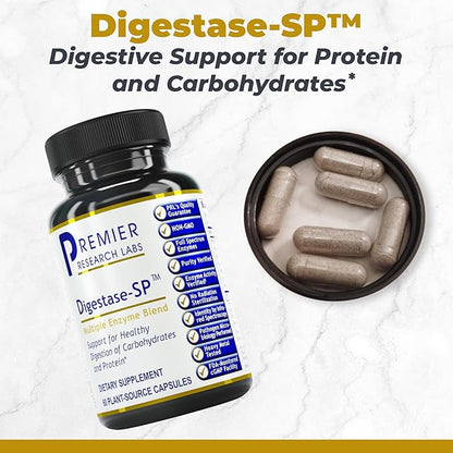 Premier Research Labs Digestase-SP - Enzymes for Digestion, Fermented Digestive Enzymes for Women & Men, Gut Health Support Pills with Peptidase, Hemicellulase - 60 Vegetarian Capsules