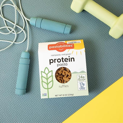 Pastabilities, Protein Pasta, Penne - 24g Protein & Low Carb, 17g Net Carbs - High Protein, Delicious Taste & Texture Non-GMO Plant-Based Pasta, Keto Friendly, Vegan (8 Ounce, 6 Pack)
