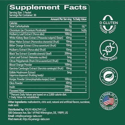 OxyEnergy LIPO Slash 16-in-1 Natural Weight Loss Supplement for Women and Men, Supports Gut Health, GLP-1 Activate & Weight Management, Vegan, Gluten-Free, Non-GMO, 30 Packets, Orange Flavor