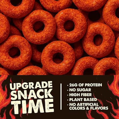 CRISP POWER Protein Pretzels, NEW Flamin' Crunch, 26G Protein, High Protein Snack, High Fiber, Low Carb Crunchy Pretzel Snacks, No Added Sugar, 1.75 oz Bags, 6 Pack, Vegan, Keto