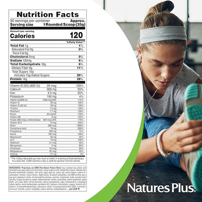 NaturesPlus SPIRU-TEIN, Cookies & Cream - 2.3 lbs - Plant-Based Protein Shake - Non-GMO, Vegetarian, Gluten Free - 30 Servings