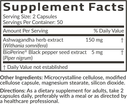 Futurebiotics Ashwagandha Extra Strength Stress & Mood Support with BioPerine - Non GMO Formula, 100 Vegetarian Capsules