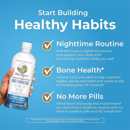 MaryRuth's Liquid Nighttime Multimineral | No Melatonin | Bedtime Routine | Magnesium Citrate | Calcium | Zinc | Vitamin D3| Available in 4 Flavor - Vegan | Sugar Free | Gluten Free | 32 Oz