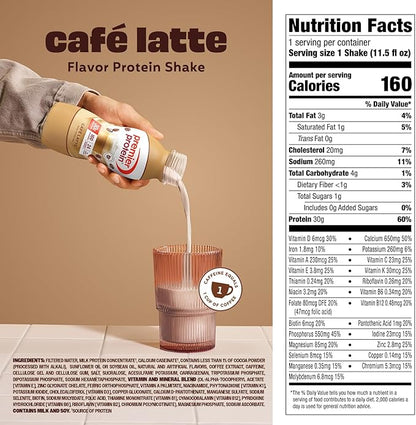 Premier Protein Shake, Café Latte with Caffeine for Energy – 30g Protein, No Added Sugar, 24 Vitamins & Minerals to Support Immune Health, 11.5 fl oz, 6 Pack (Packaging May Vary)