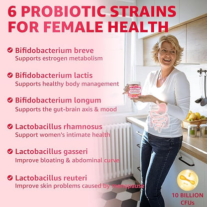 Menopause Gummies Supplement for Women w/ Red Clover, Black Cohosh for Hot Flashes, Menopause Support Vitamins + Ashwagandha Probiotics, Over 50 Hormone Support Balance Gummies Sugar Free, Vegan 60ct