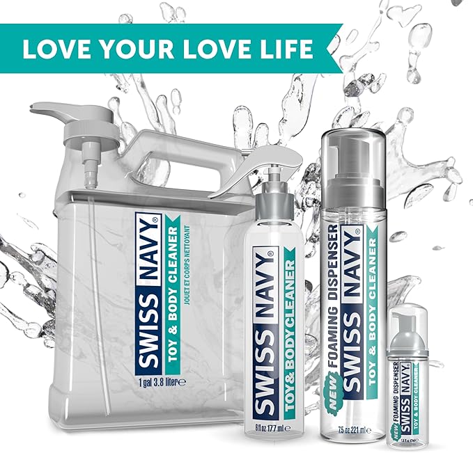 Swiss Navy Premium Toy & Body Spray Cleaner - 6 oz - Body-Safe, Gentle, Dermatologically Tested Cleanser for Toys & Intimate Areas - Safe for Silicone, Rubber & Latex Toys - Lavender Scent