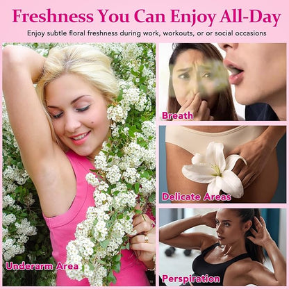 Body Deodorizing Supplement for Women – Body Odor Eliminator for Women & Internal Deodorant Pills for Daily Freshness Support with 5-Flower Essential Oil Blend – Grapeseed Oil Base, 120 Softgels