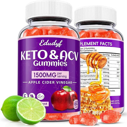 Keto Acv Gummies,Organic Apple Cider Vinegar Gummies,Keto Gummies,Gut Health for Women,Probiotics for Digestive Health,Metabolism,GMO Free & Vegan - 120 Count